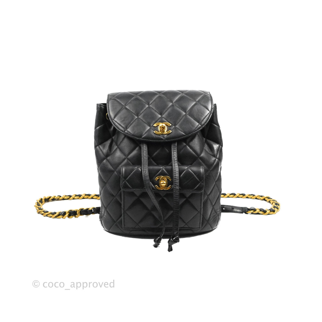 Chanel Vintage CC Duma Backpack Black Calfskin 24K Gold Hardware