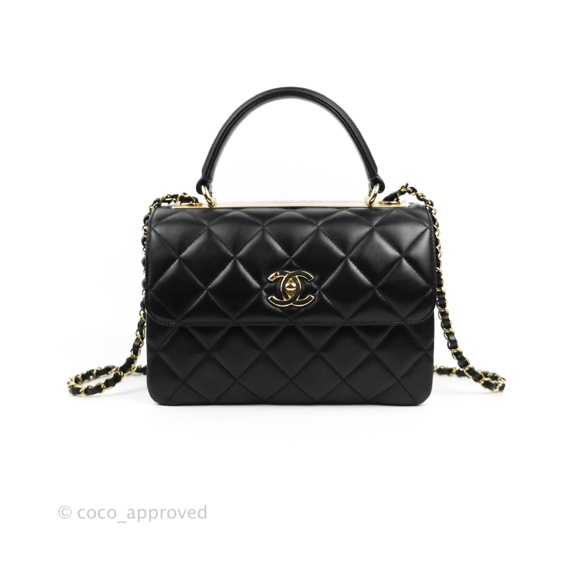 Chanel 2021 Black Lambskin Quilted Small Trendy CC Dual Handle