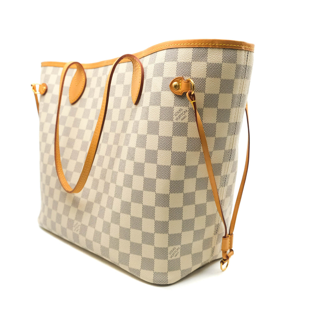 LV Neverfull MM Damier Azur Canvas Tote Bag