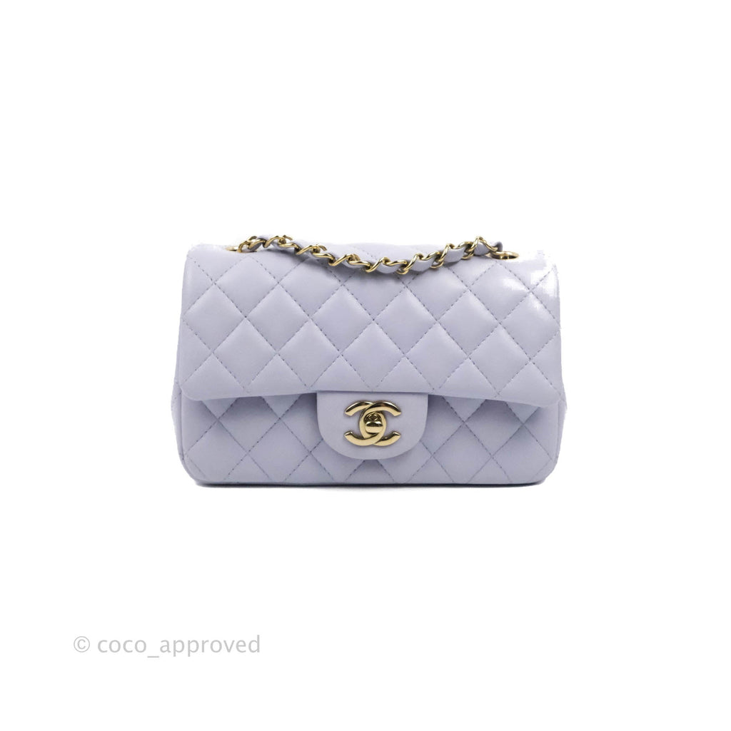 Chanel Quilted Mini Rectangular Flap Lilac Lambskin Gold Hardware