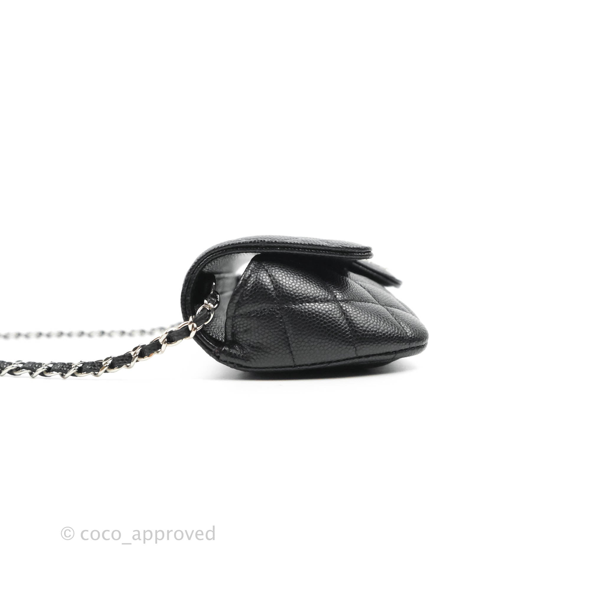 Chanel Black Quilted Caviar Leather Glasses Case Chain Bag - Yoogi's Closet