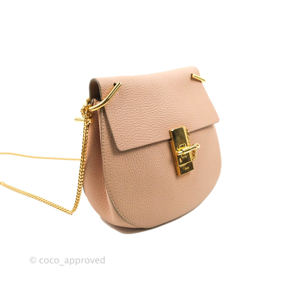 Chloe Drew Crossbody Bag Pink Grained Leather