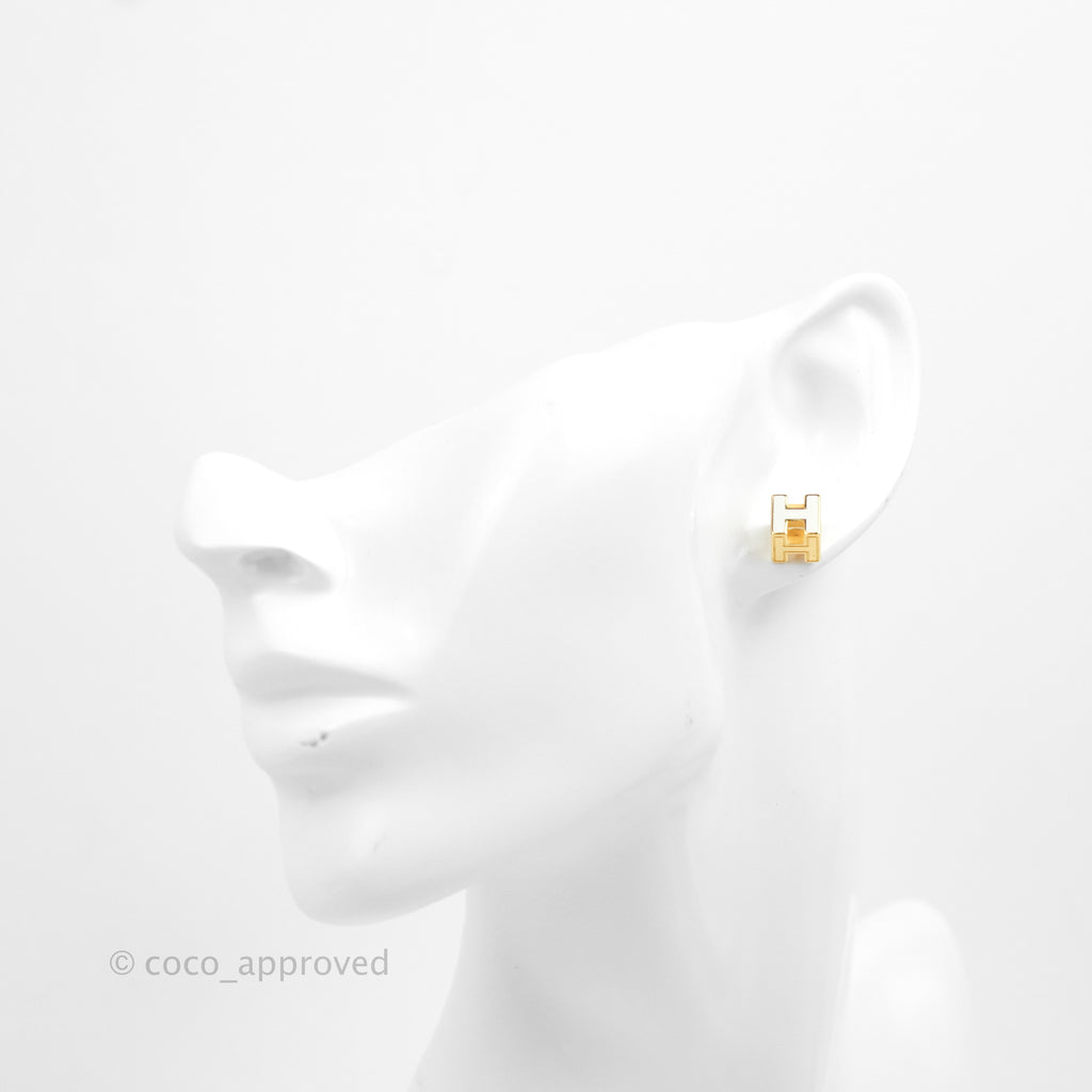 Hermes Cage D'H Earrings White Gold Hardware
