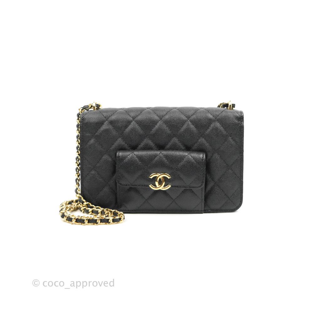 Chanel Quilted WOC Black Caviar Gold Hardware 22A