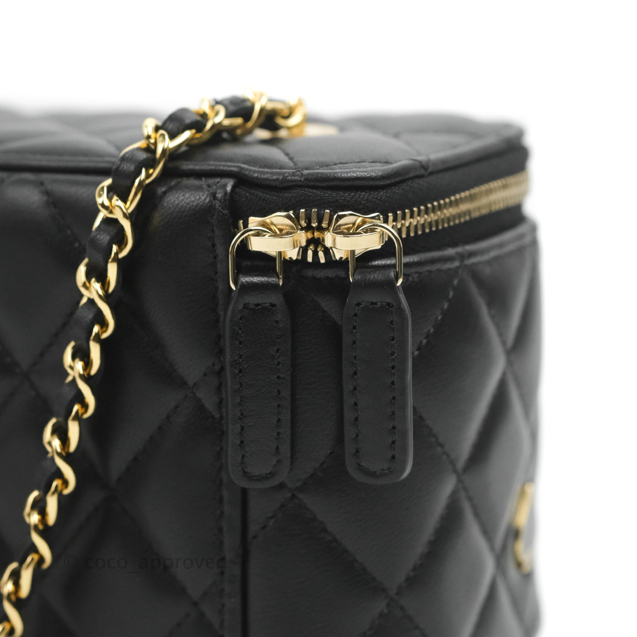 Chanel Vanity with Chain Black Lambskin Gold Hardware 23C – Coco Approved  Studio