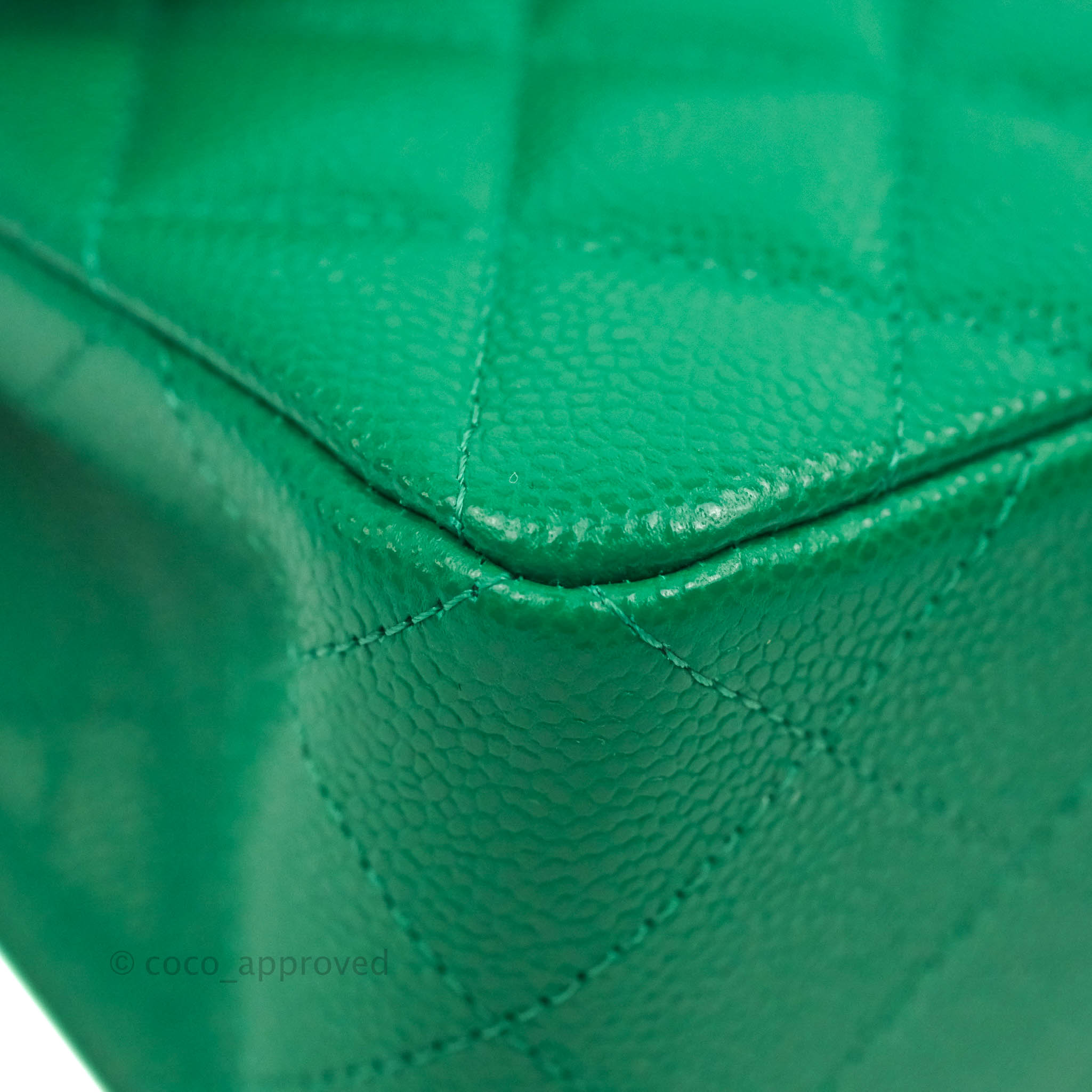 Chanel Green Quilted Patent Leather Mini Rectangular Classic Flap