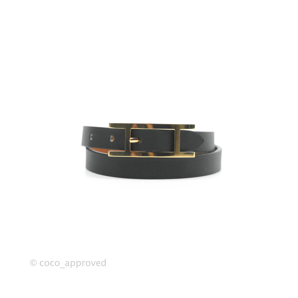 Hermès Veau Behapi Single Tour Bracelet Black Fauve