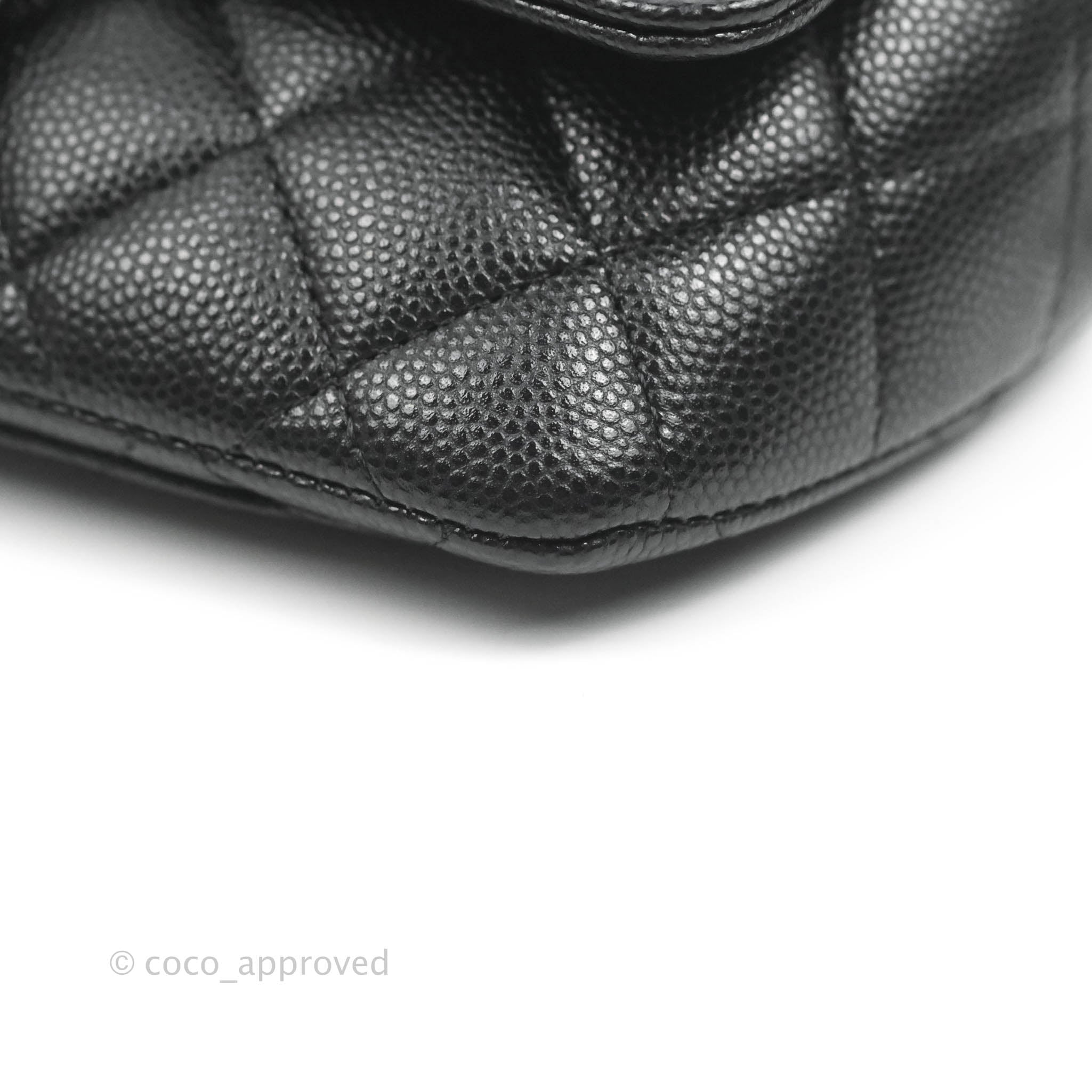 Chanel Quilted Glasses Case With Chain Black Caviar Silver Hardware