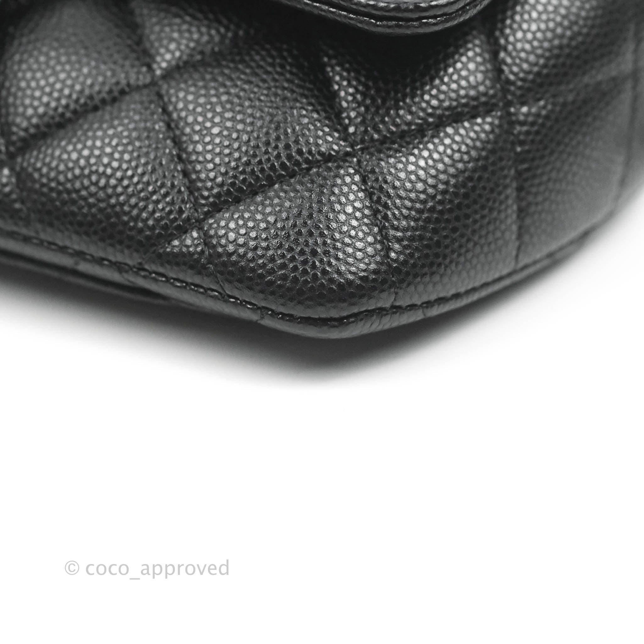 Chanel Quilted Glasses Case With Chain Black Caviar Silver