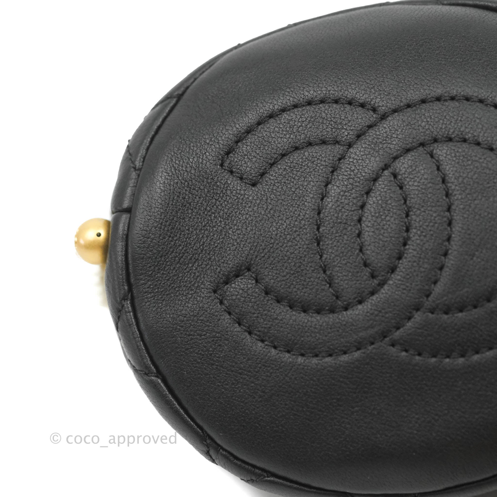 Chanel About Pearls Mini Drawstring Quilted Leather Bucket Bag NWT