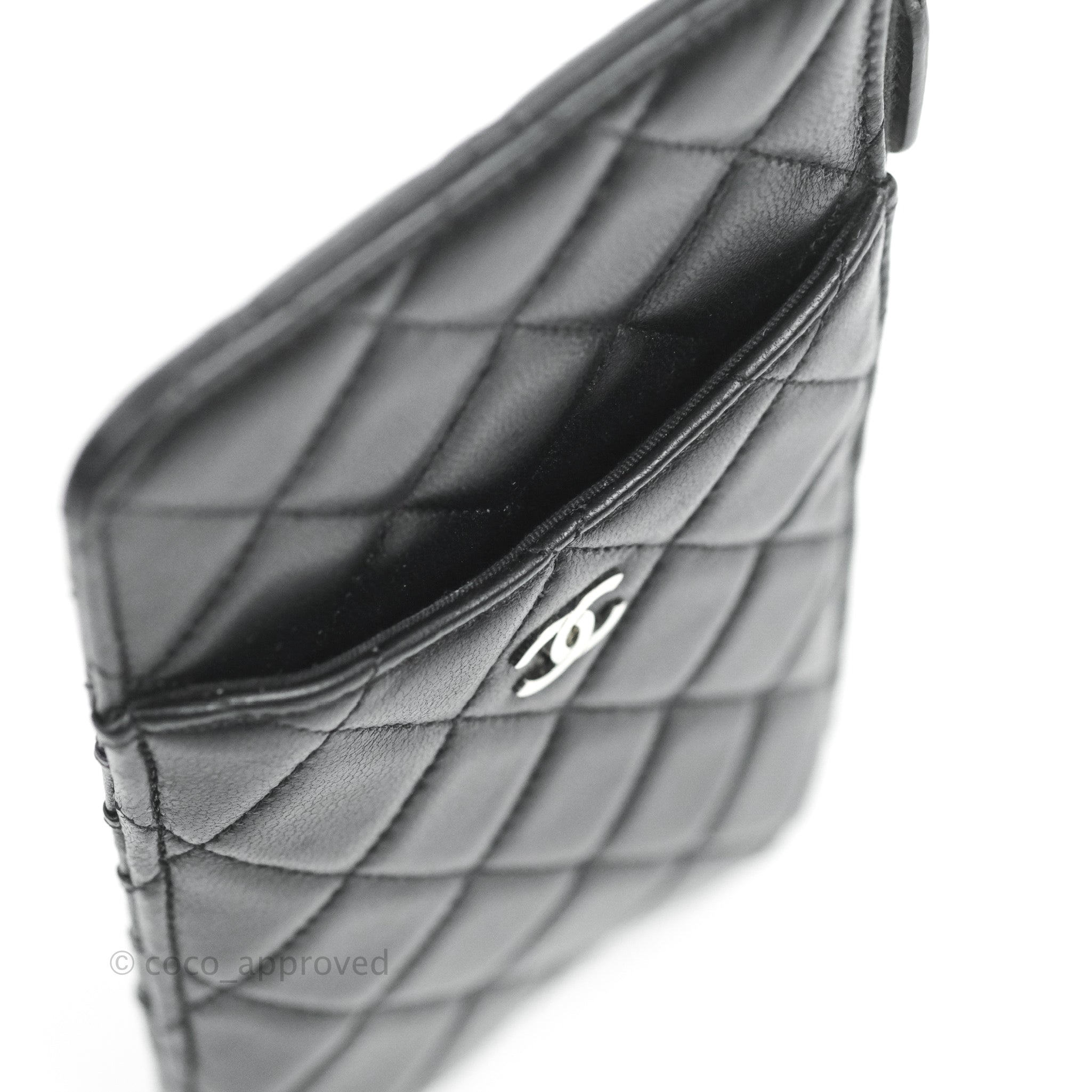 Chanel Black Quilted Caviar Phone Holder with Chain, myGemma