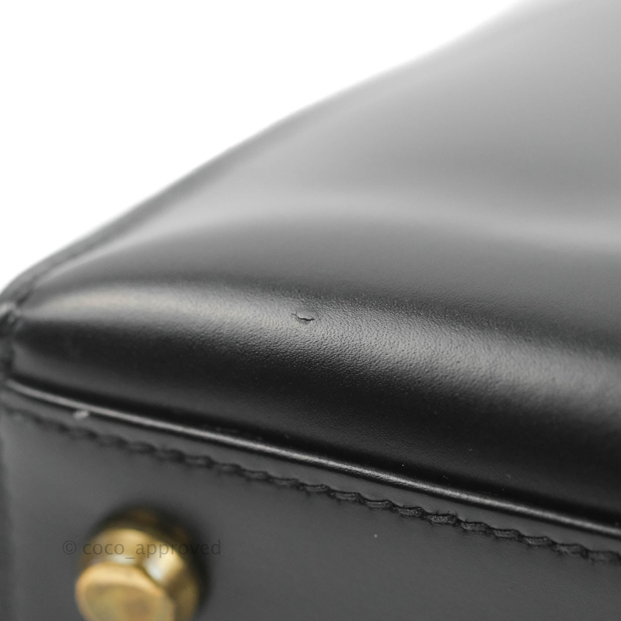 HERMES 'Kelly 28' vintage bag in black grained leather - VALOIS VINTAGE  PARIS