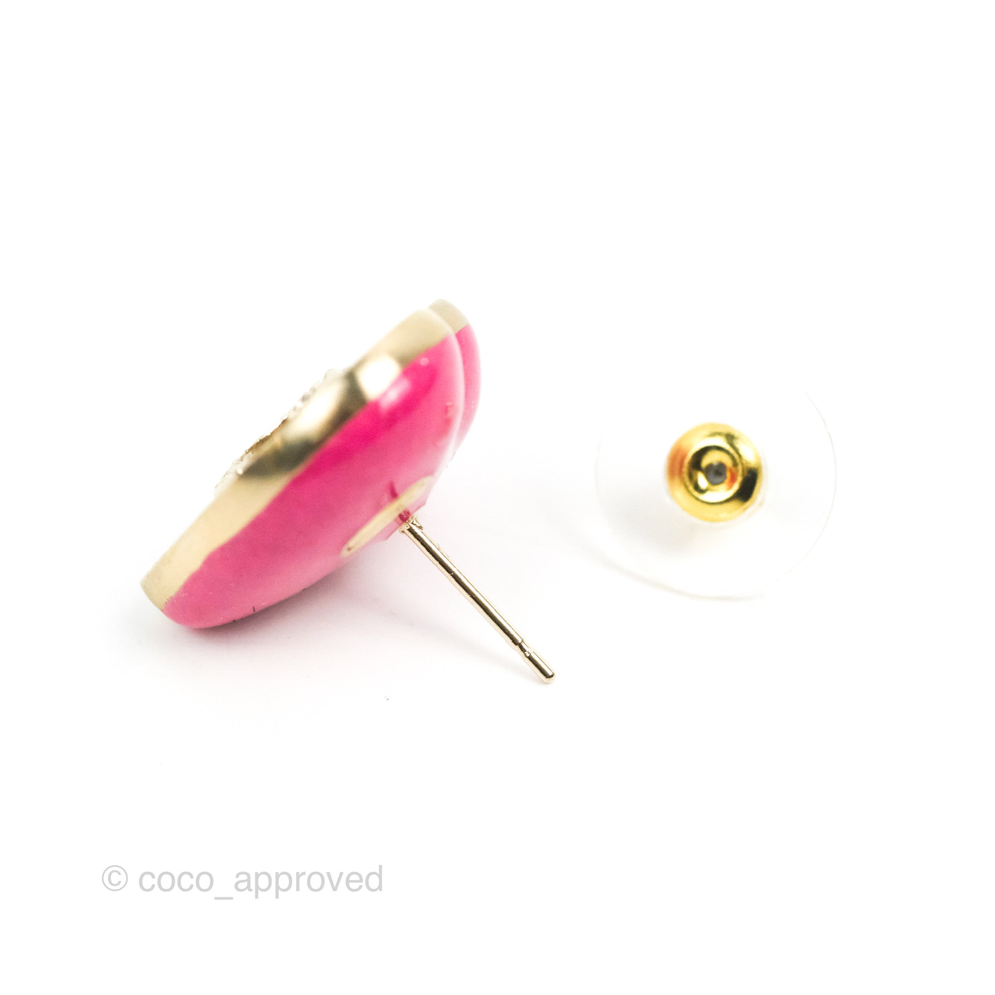 Chanel Pink CC Enamel Earrings  Rent Chanel jewelry for $55/month
