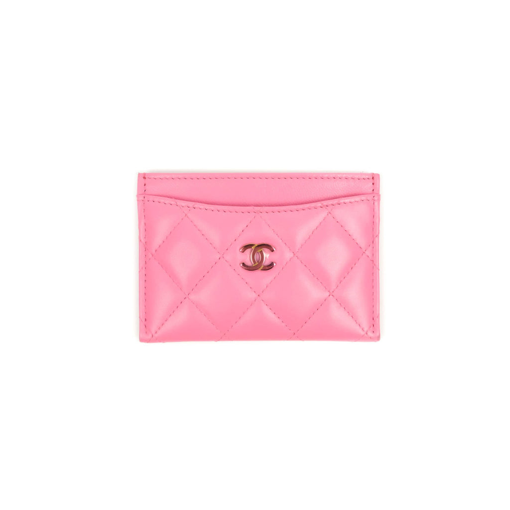 Chanel CC Card Holder Pink Lambskin Rainbow Hardware