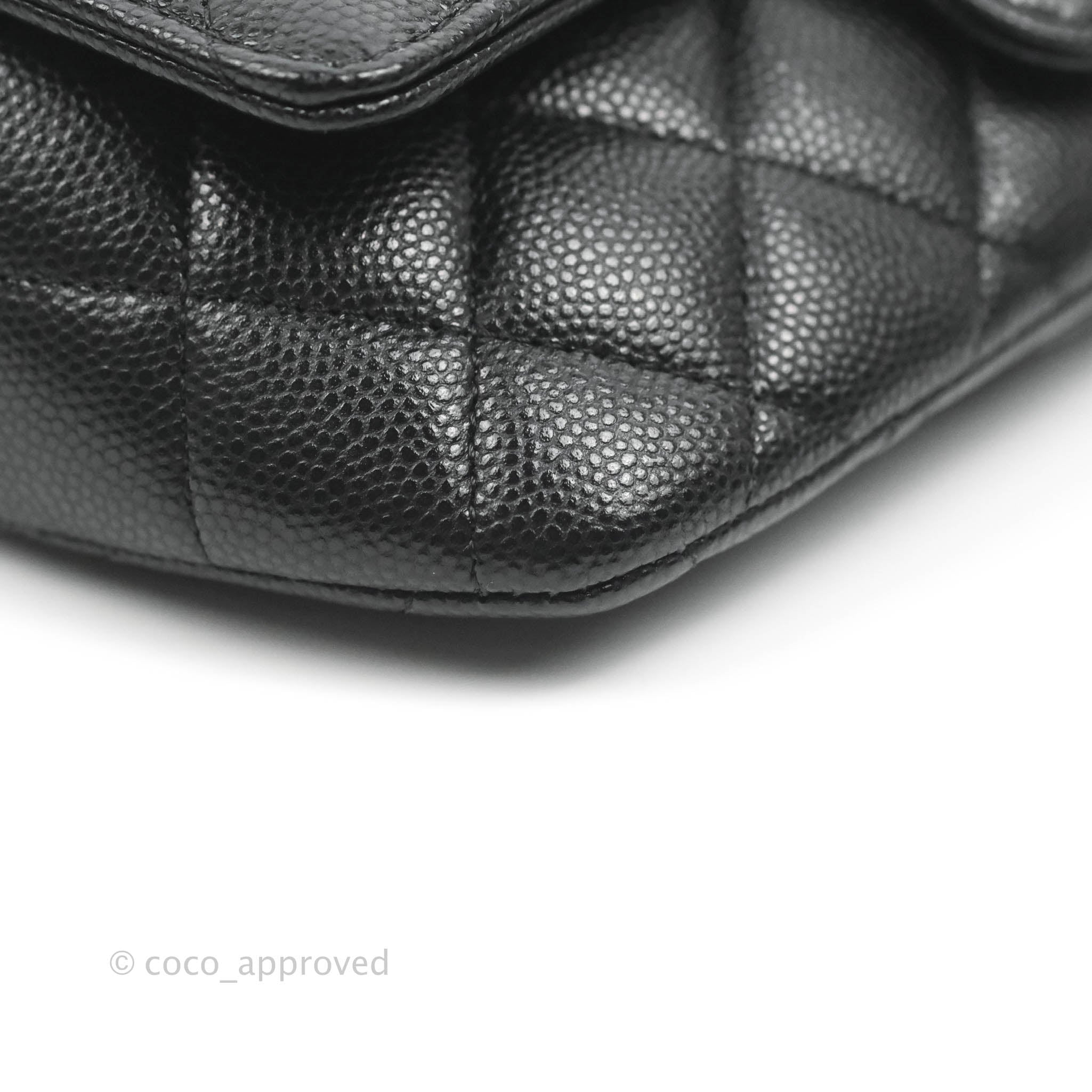 Chanel Quilted Glasses Case With Chain Black Caviar Silver Hardware