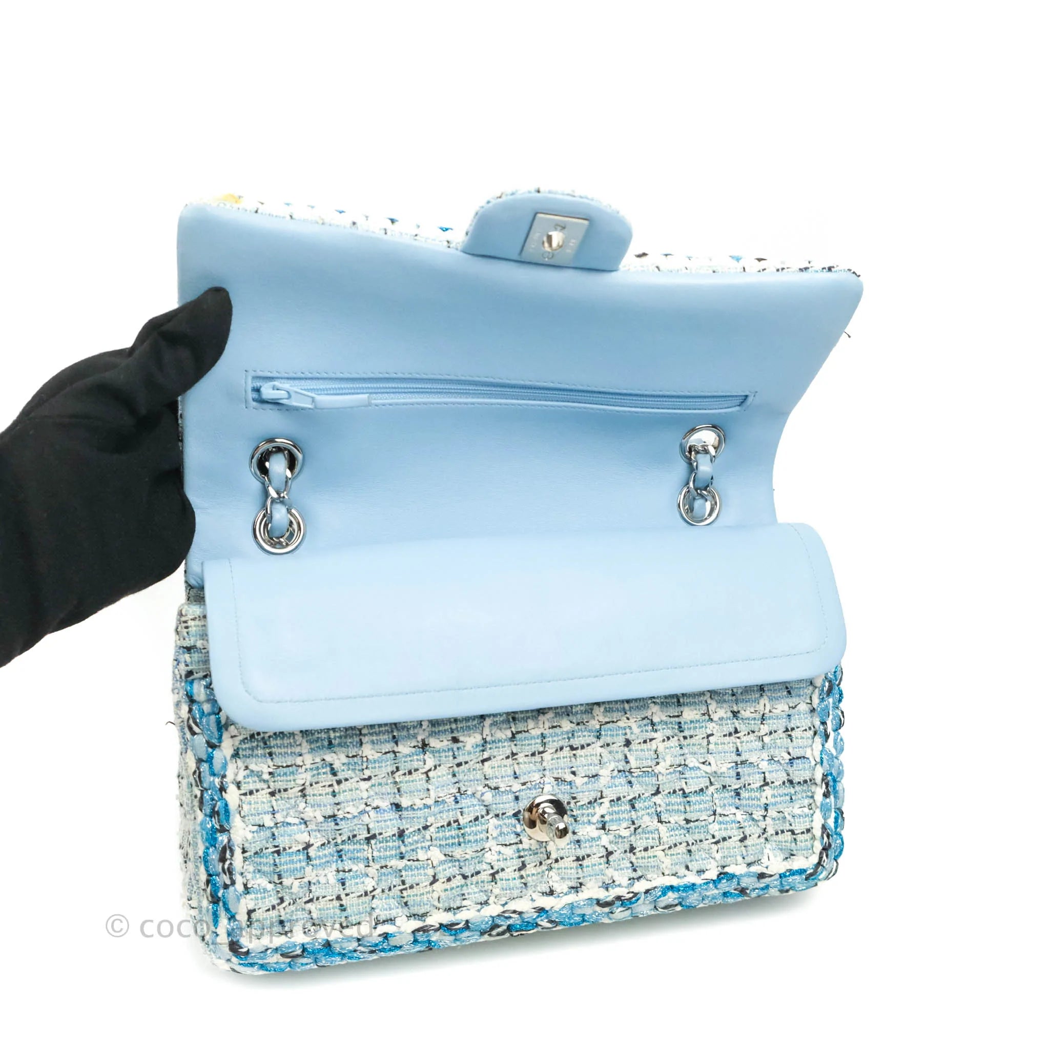 Chanel Blue Tweed Classic Flap Bag