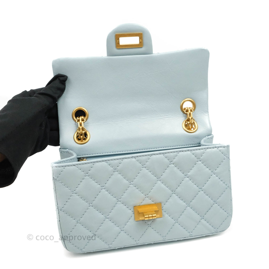 Chanel Mini Reissue 224 Light Blue Aged Calfskin Aged Gold Hardware