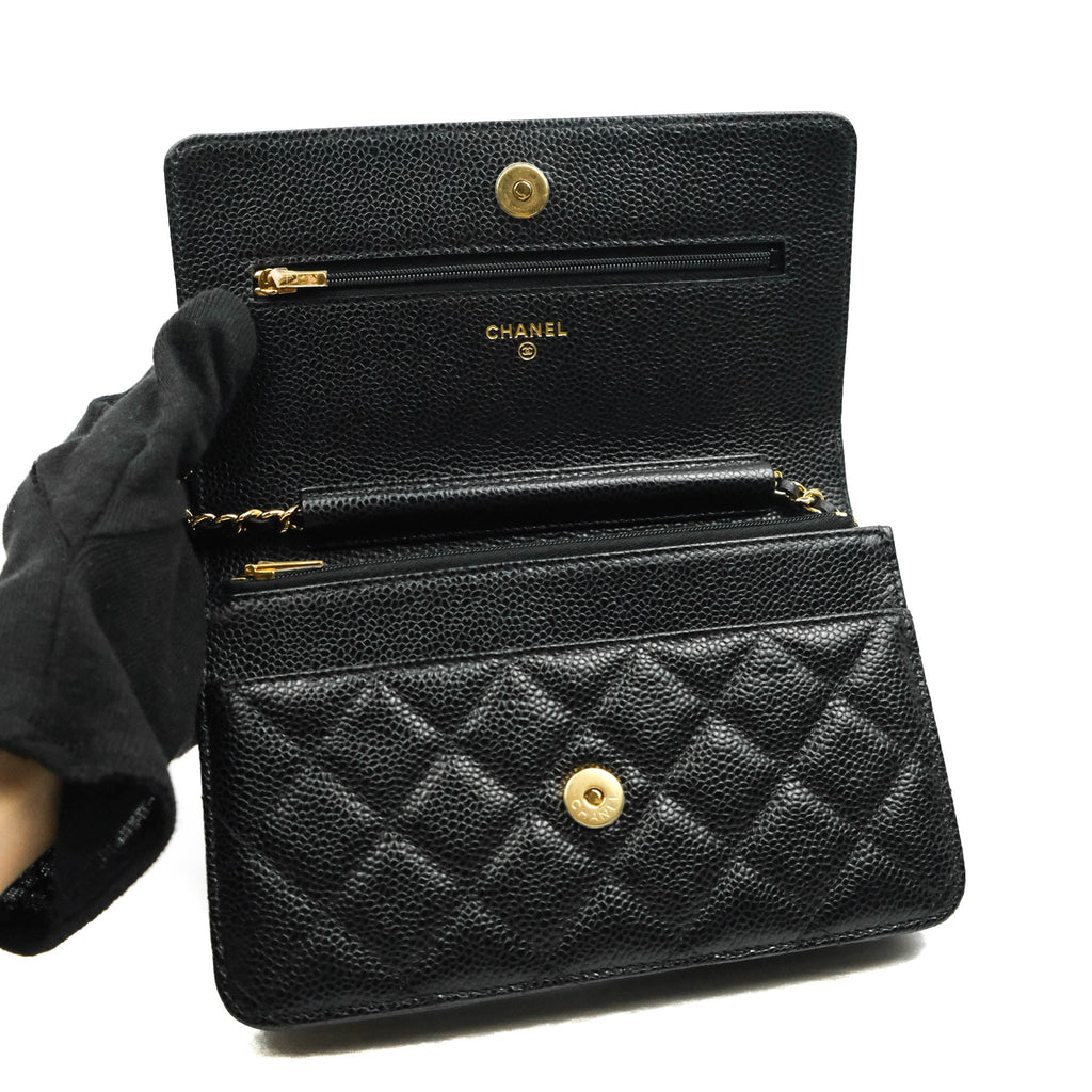 Chanel Quilted Wallet on Chain WOC Black Caviar Gold Hardware