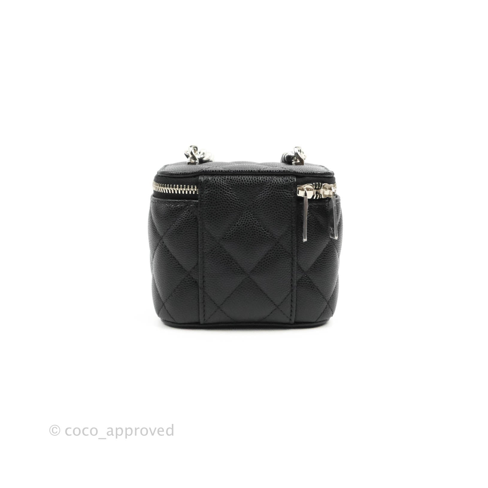 Chanel Black Quilted Lambskin Mini Vanity With Chain Gold Hardware