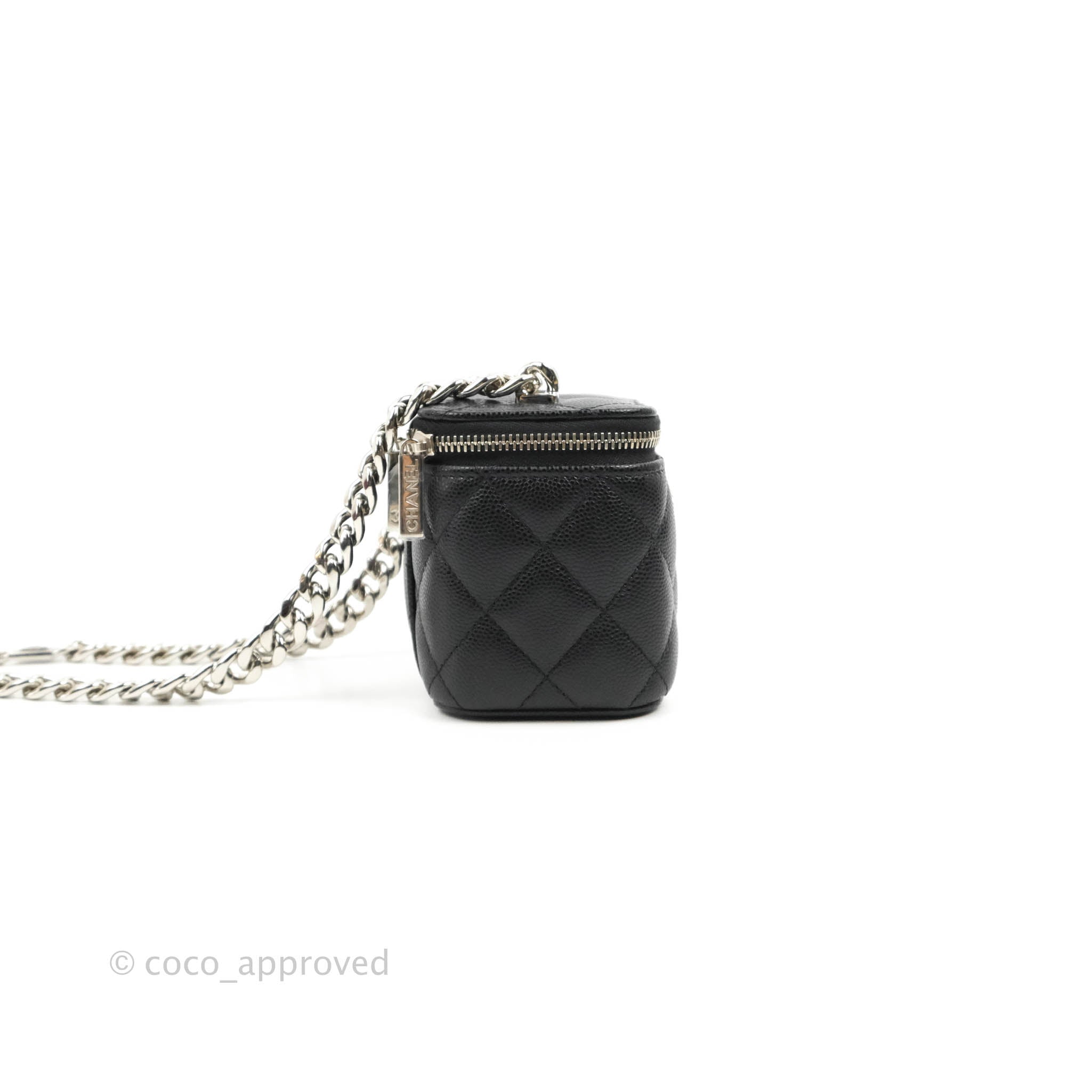 Chanel Mini Top Handle Vanity With Chain Black Lambskin Gold