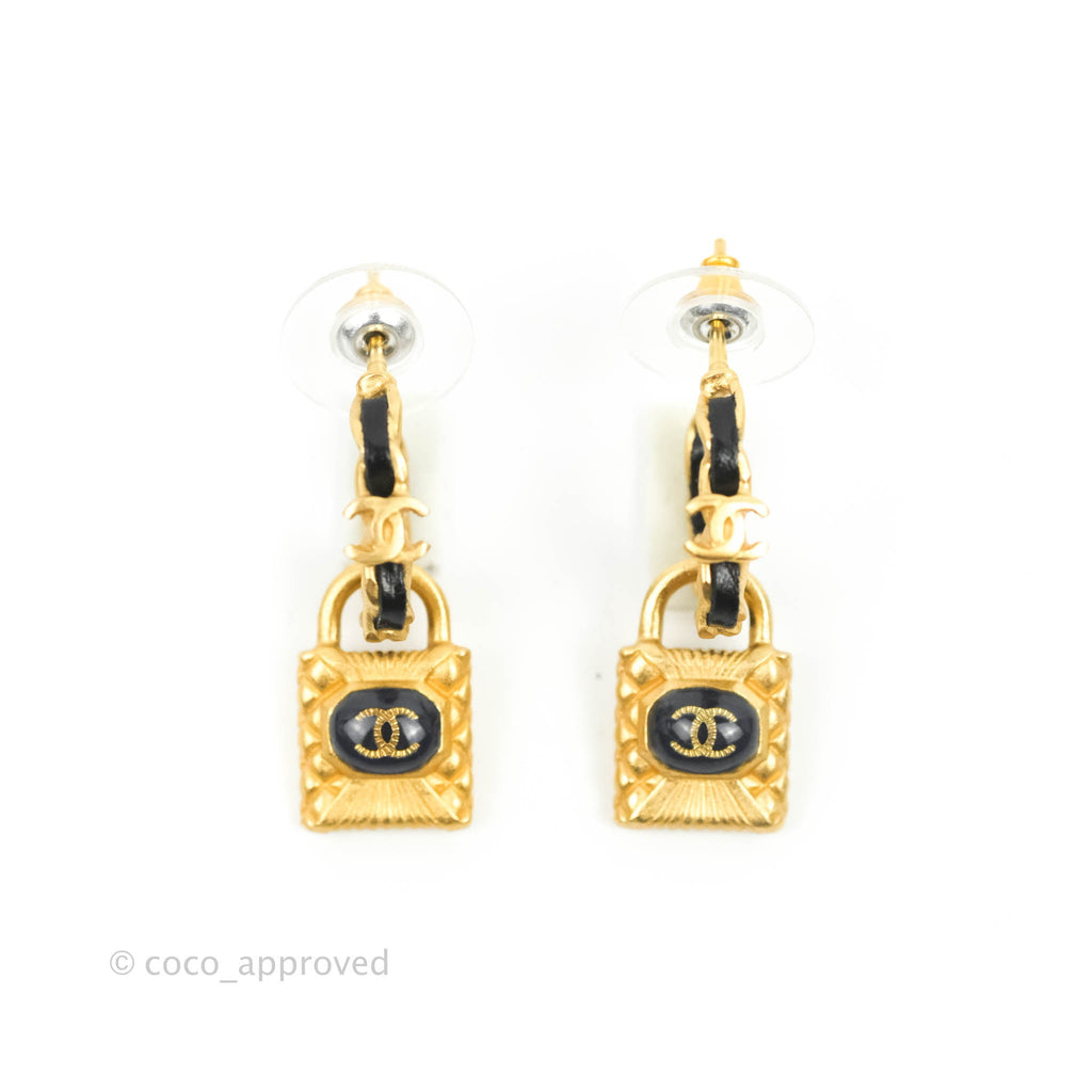 Chanel Key Lock CC Chain Drop Earrings 20A