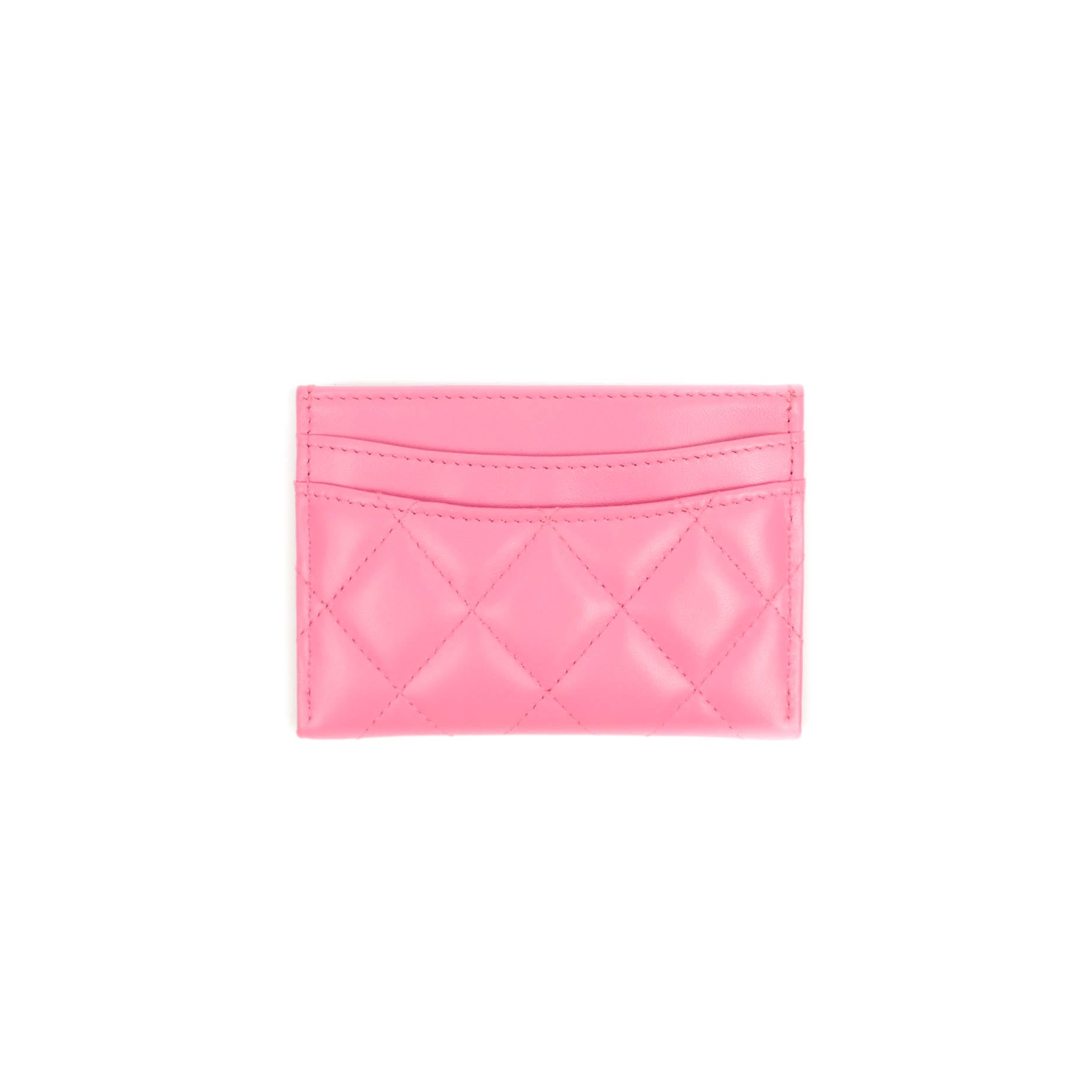 Chanel CC ID Card Holder on Chain Quilted Lambskin Pink 2076961