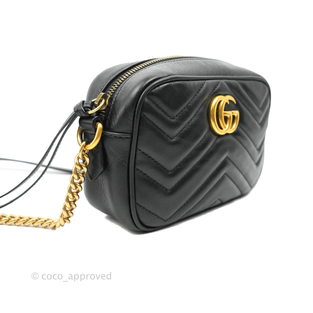 Gucci Mini Matelasse GG Marmont Camera Bag Black Calfskin Gold Hardware