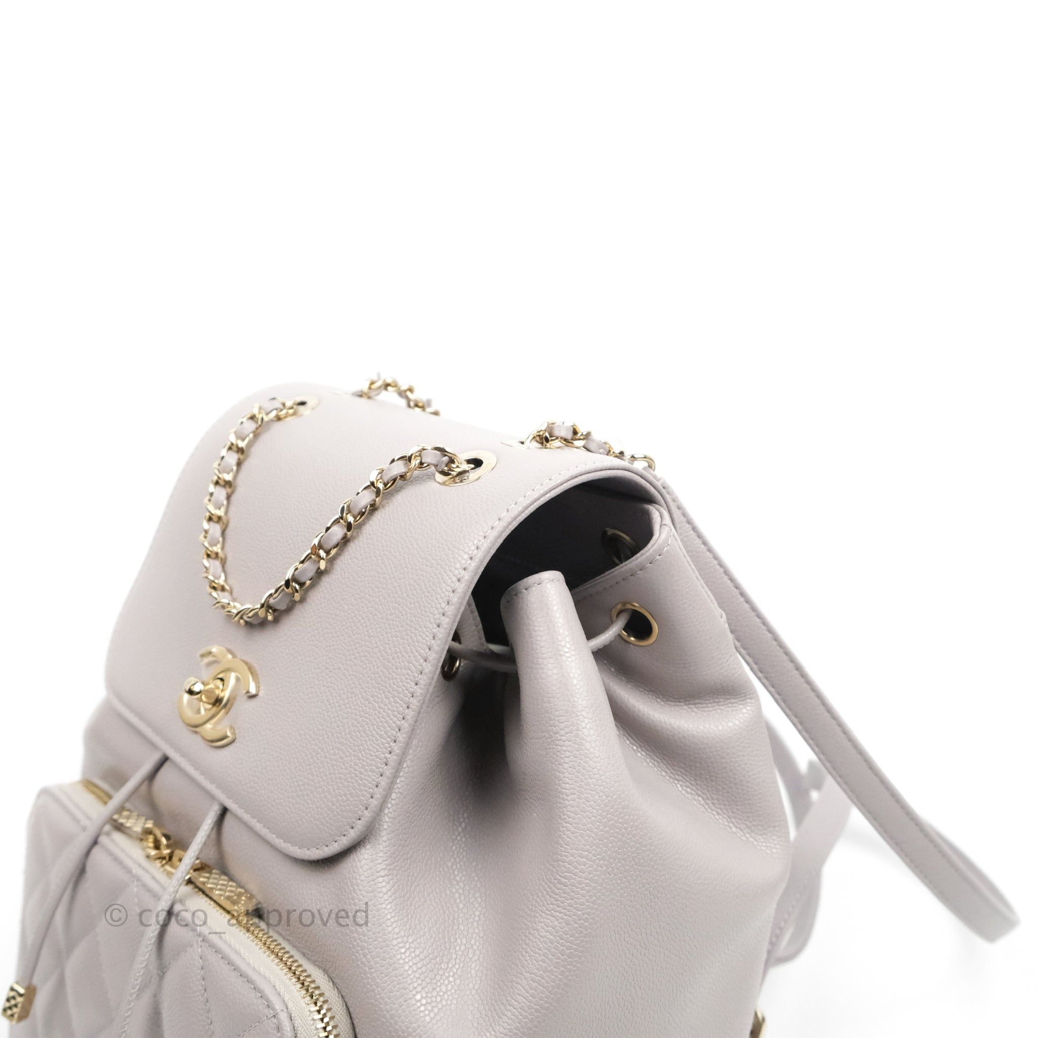 chanel Chanel Quilted Chain Backpack in White - White. Size all.