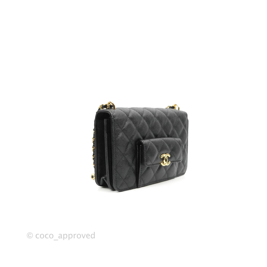 Chanel Quilted WOC Black Caviar Gold Hardware 22A