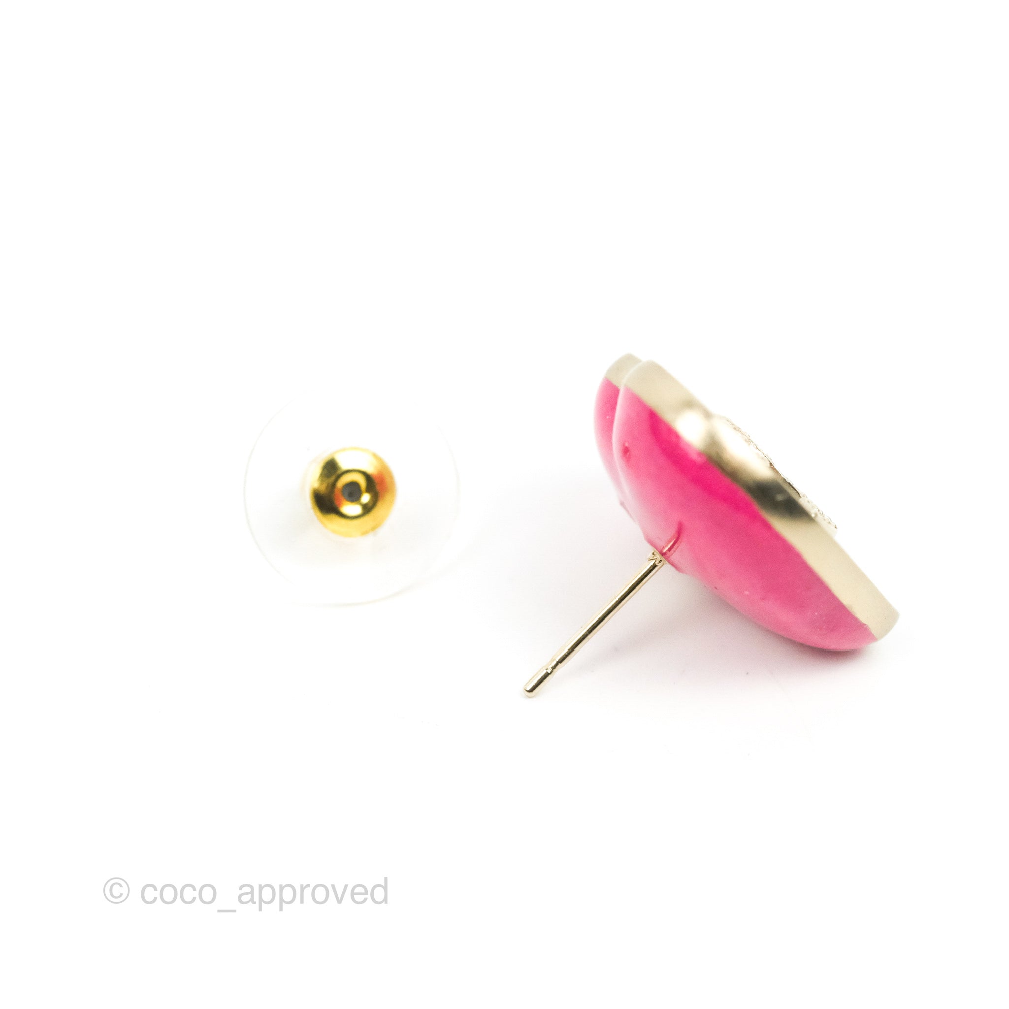 Chanel Gold and Pink CC Logo Rhombus Earrings – Madison Avenue