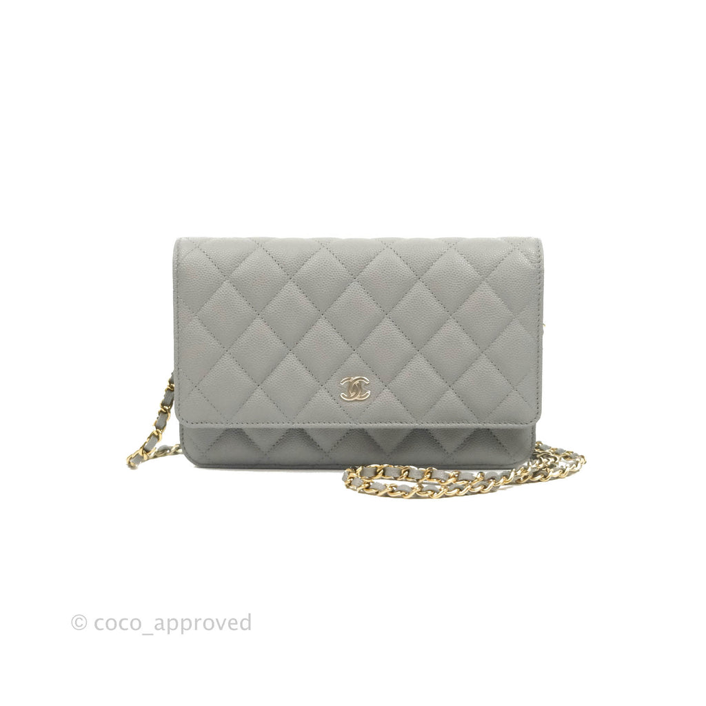 Chanel Wallet On Chain WOC Caviar Grey Gold Hardware
