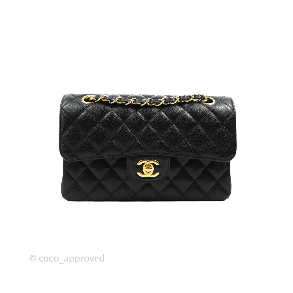 Chanel Small Classic Quilted Flap Black Caviar Gold Hardware