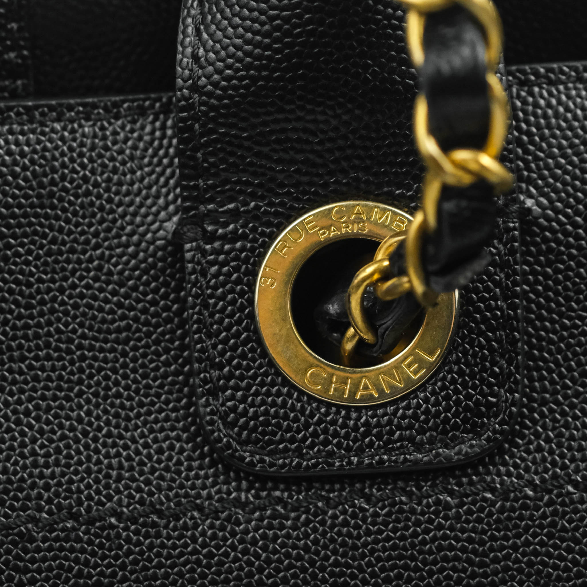 Chanel Small Studded Deauville Tote Black Caviar Gold Hardware – Coco  Approved Studio