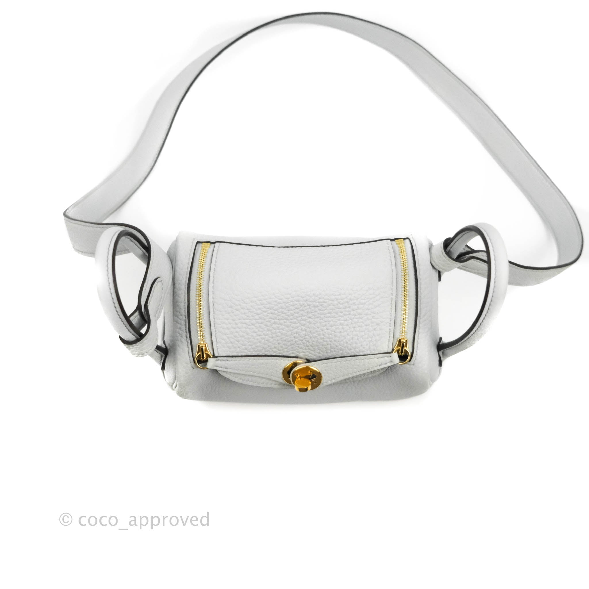 Hermès Mini Lindy 20 Maxi Quadrille In Biscuit Taurillon Clemence With Gold  Hardware in Blue