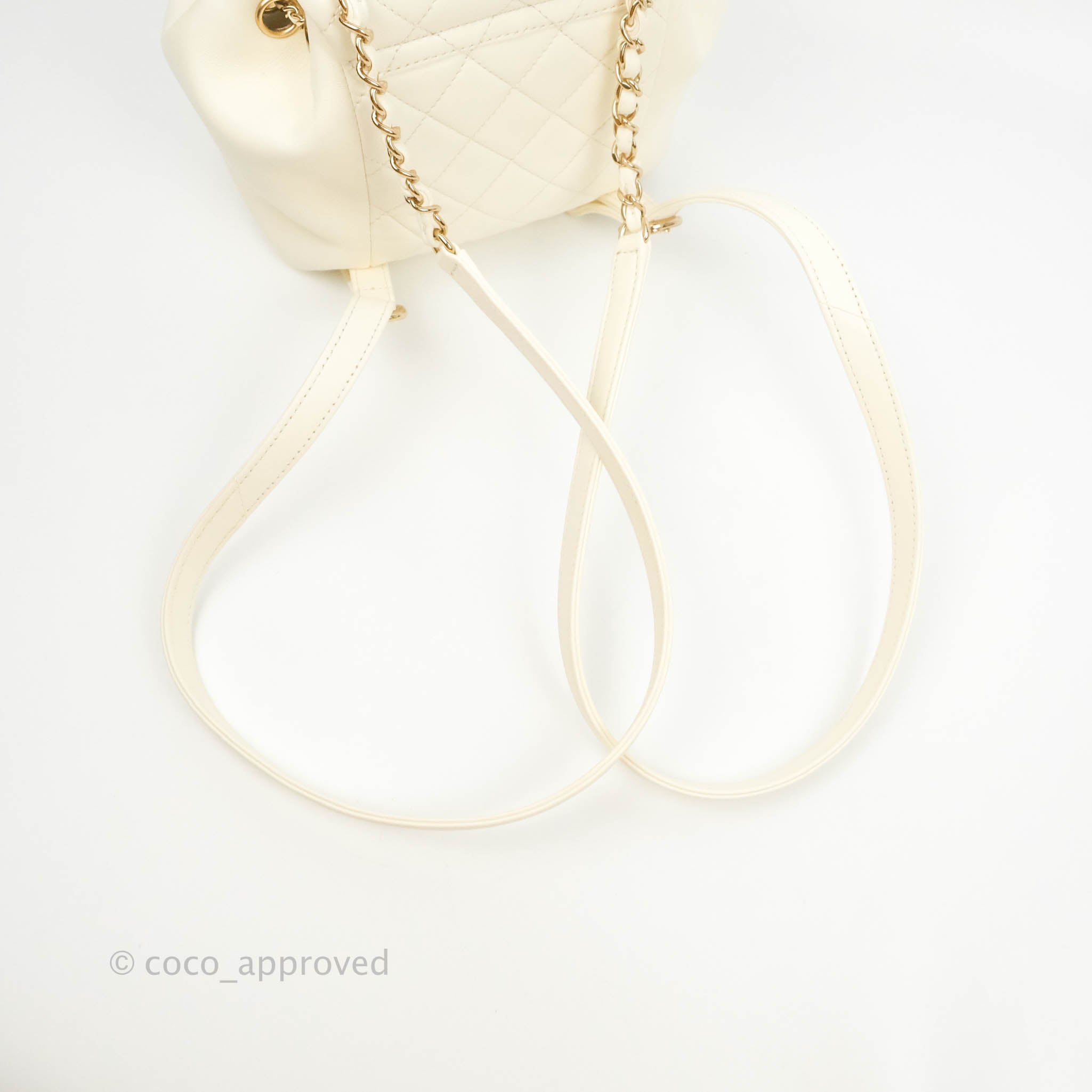 Chanel White Quilted Lambskin Duma Backpack Gold Chain Classic
