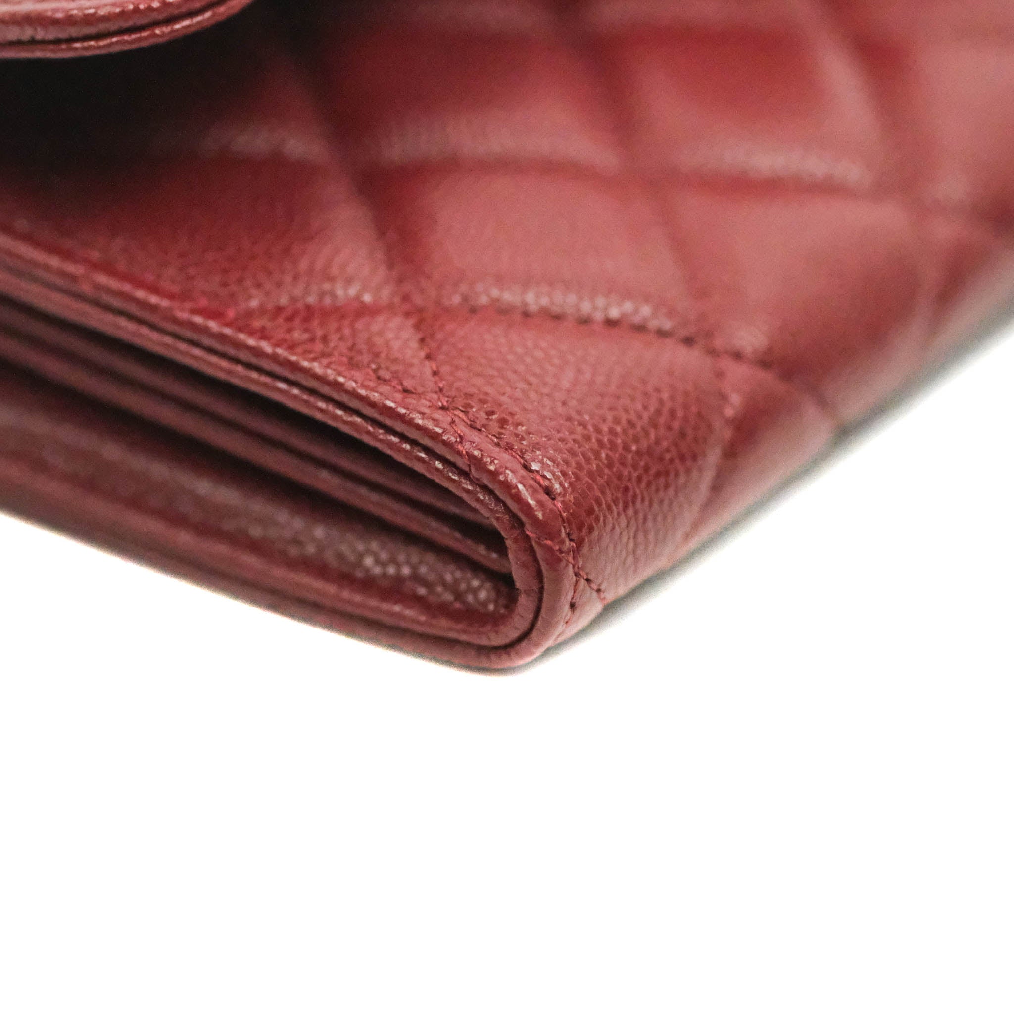 CHANEL Caviar Quilted Large Flap Wallet Burgundy 1293157