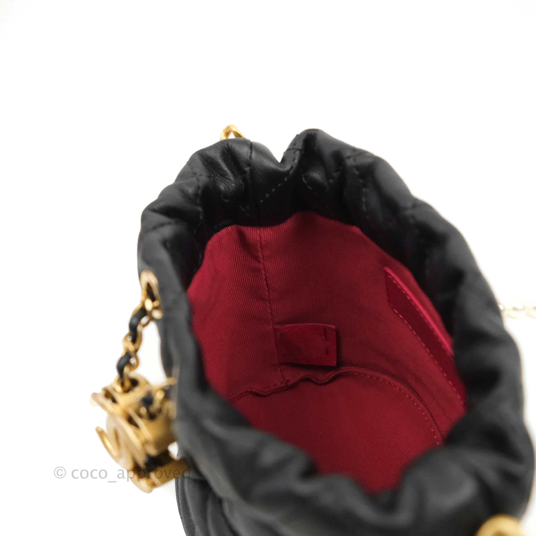 Chanel Quilted Pearl Mini About Pearls Drawstring Bucket Bag Black Cal – Coco  Approved Studio