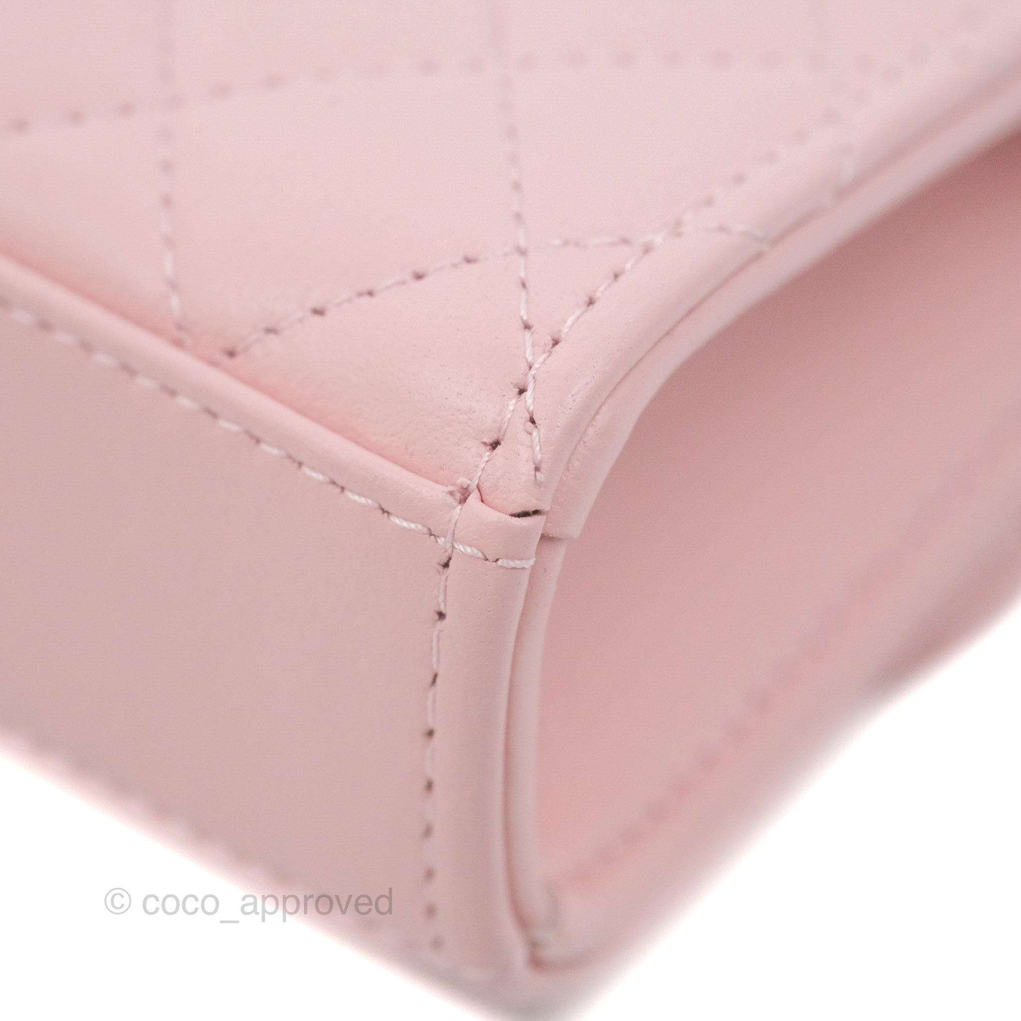 Pink Quilted Lambskin Leather Small Top Handle Classic Single