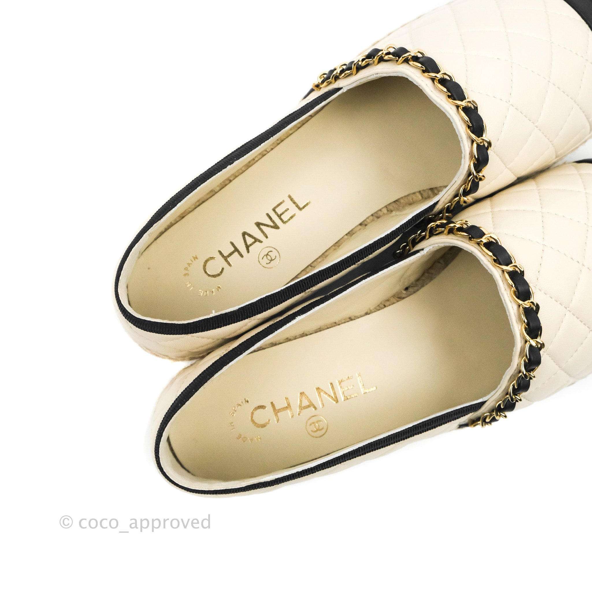 Chanel Espadrille Navy Black Leather Size 39 – Coco Approved