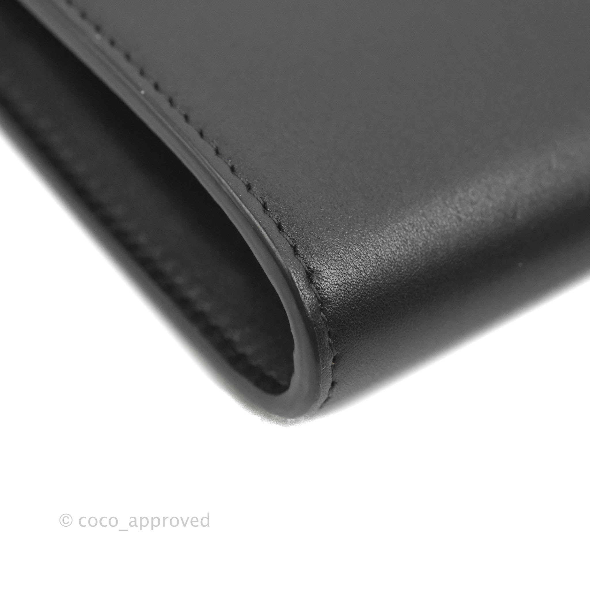 Celine Pocket Envelope Wallet on Chain Leather Large Black 680312