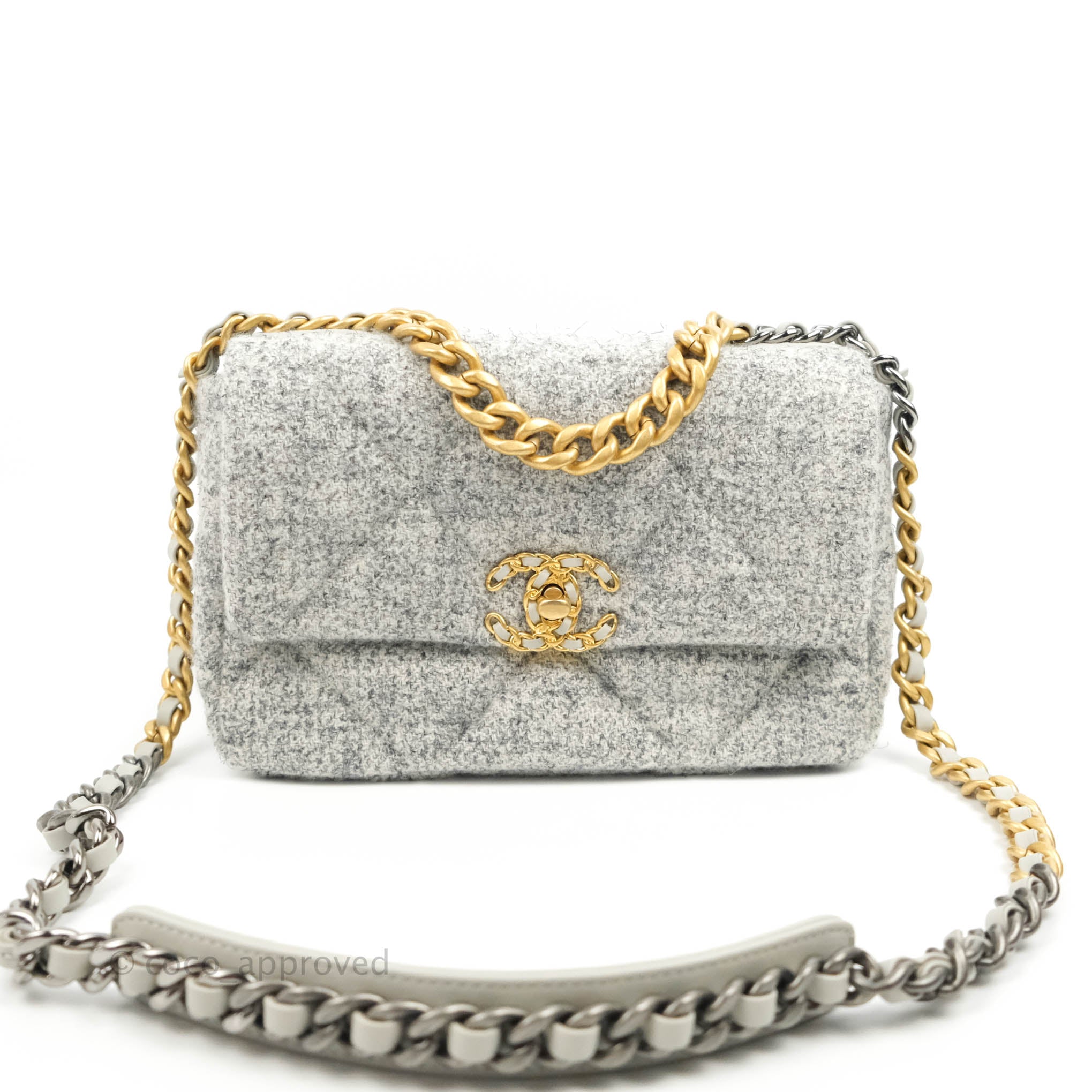Chanel 19 Small Tweed Light Grey Mixed Hardware – Coco Approved Studio