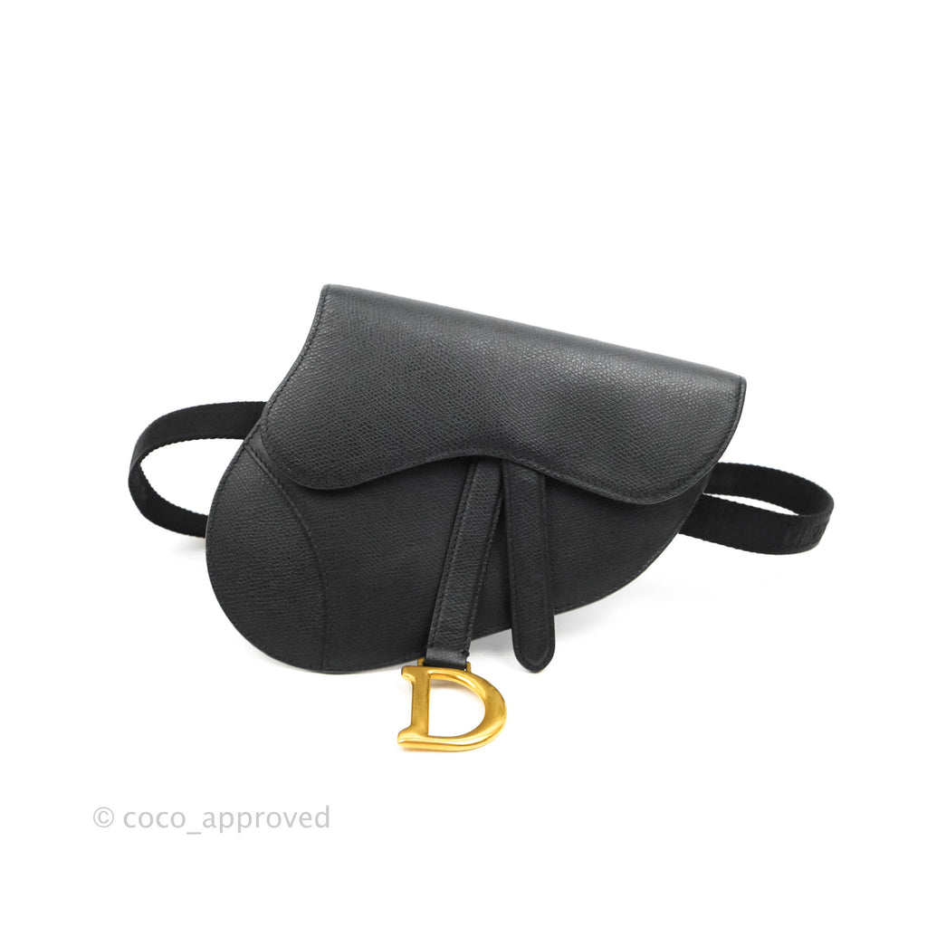 Christian Dior Saddle Bag Black Calfskin Gold Hardware