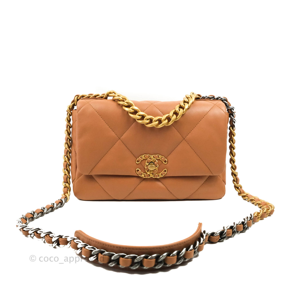 Chanel 19 Small Caramel Dark Beige Lambskin Mixed Hardware 21K