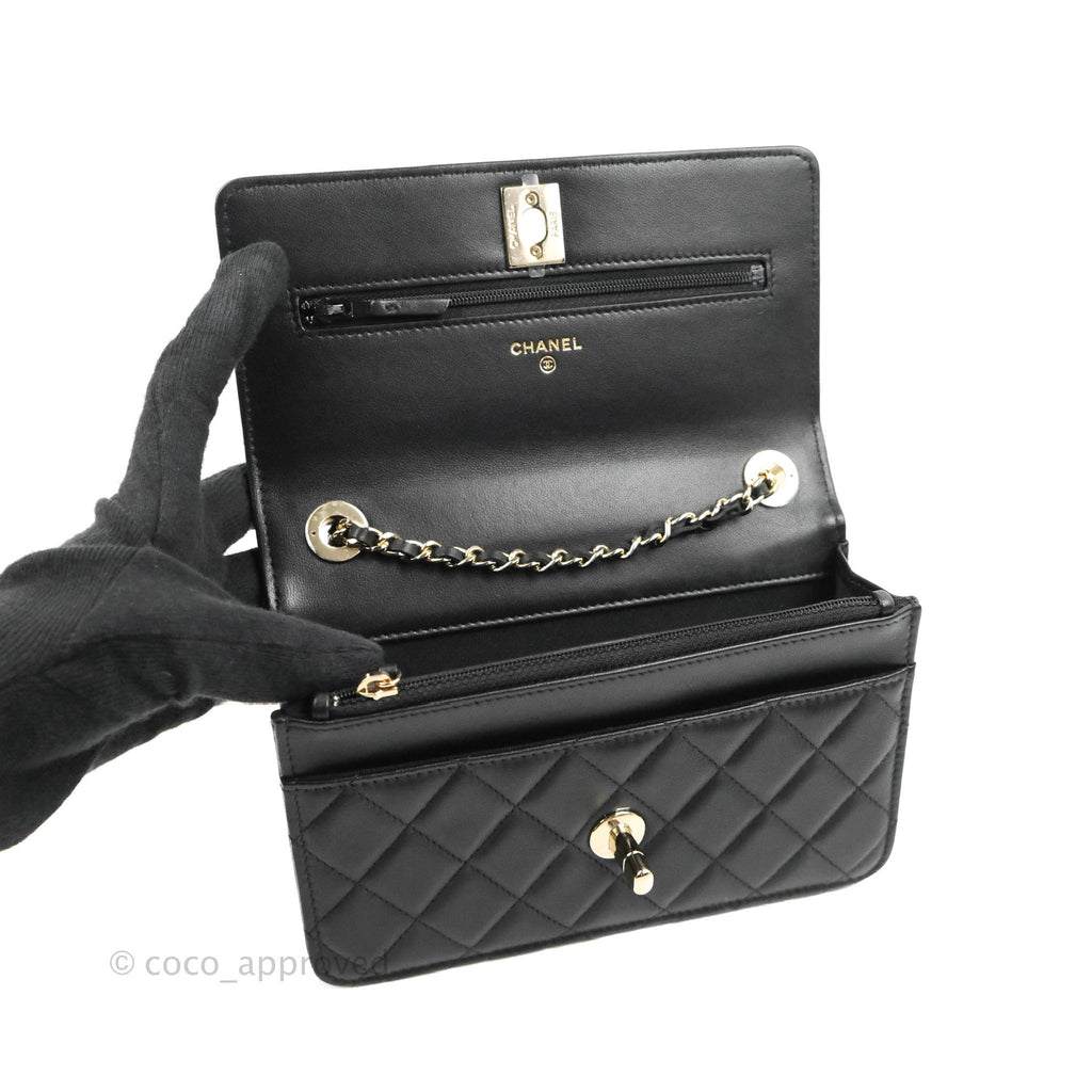 Chanel Quilted WOC Black Lambskin Gold Hardware