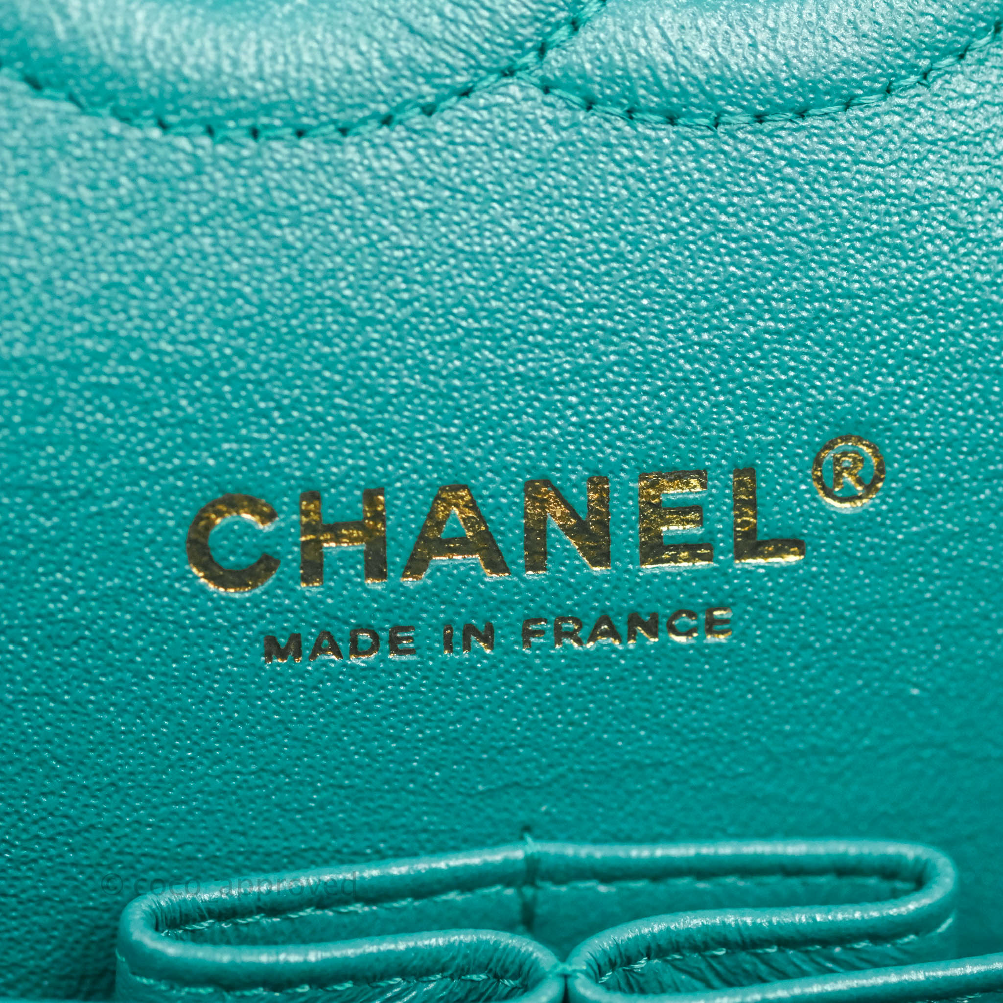 Chanel Medium Teal Turquoise Quilted Caviar Calf Skin Gold Tone