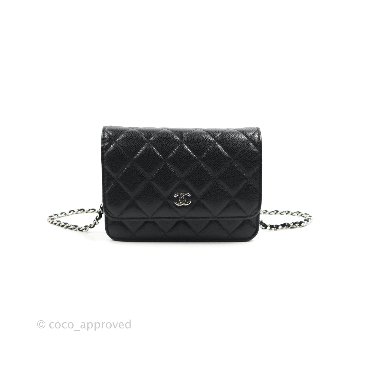 CHANEL Caviar Quilted Mini Wallet On Chain WOC Black 1239318