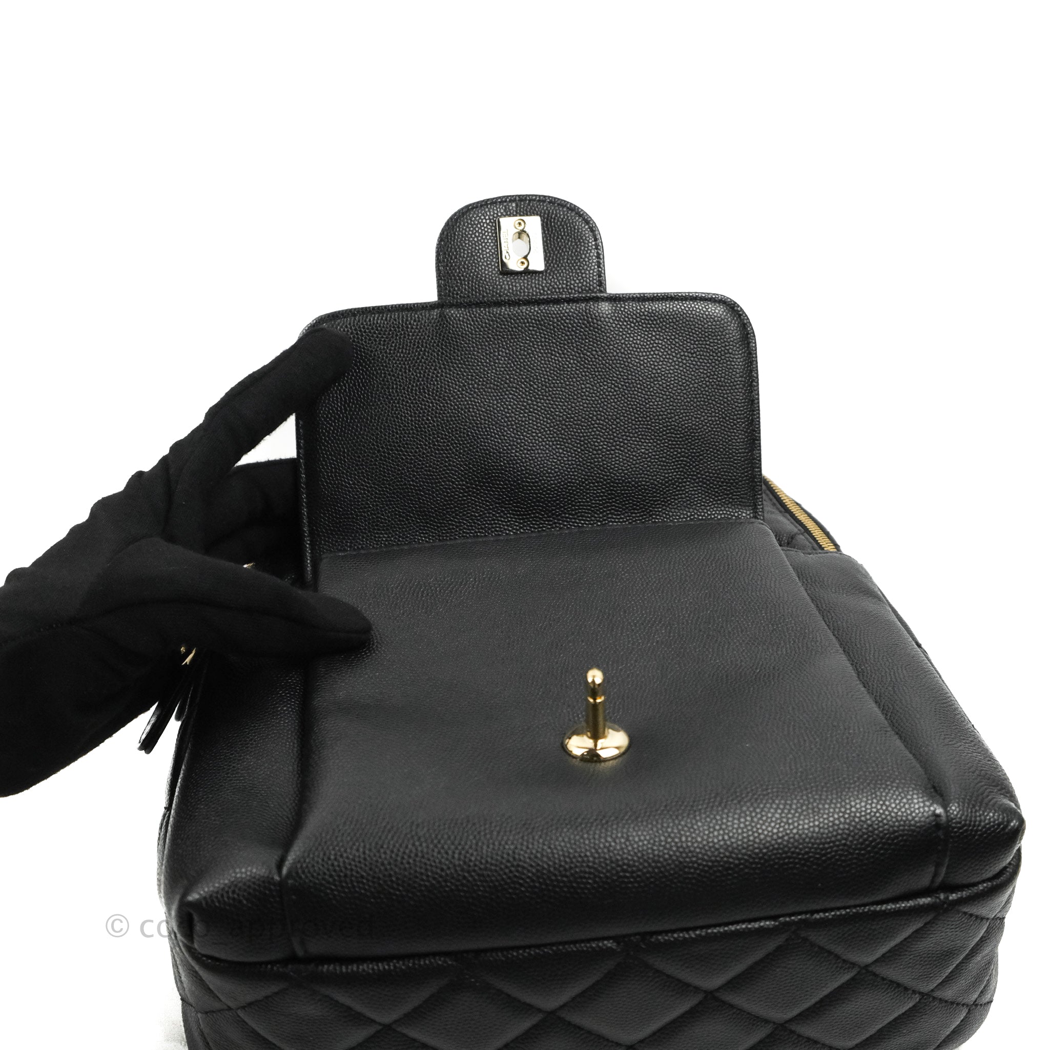 Chanel Quilted Small Duma Drawstring Backpack Black Calfskin 22C