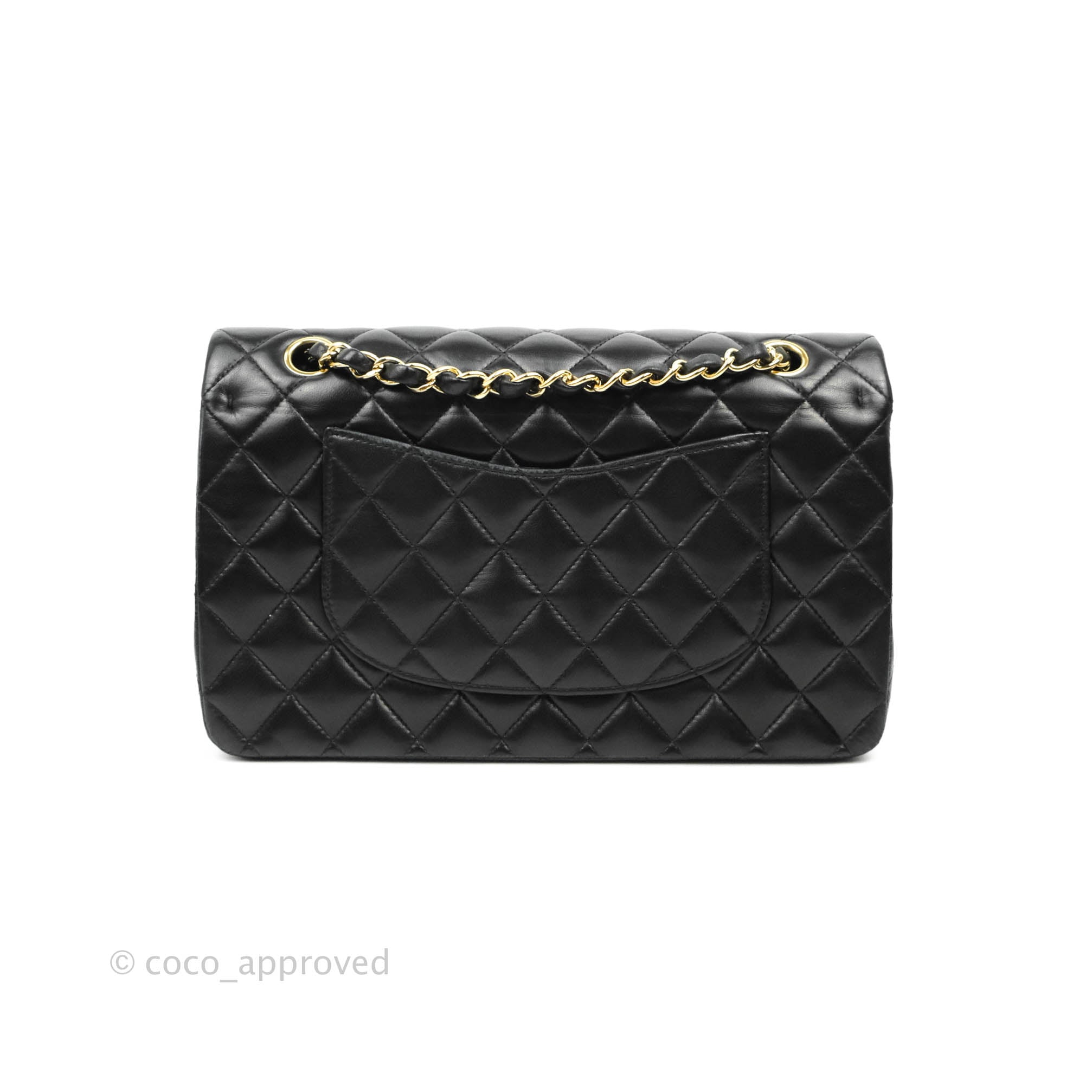 Chanel Classic M/L Flap Bag Black Lambskin Gold Hardware – Coco Approved  Studio