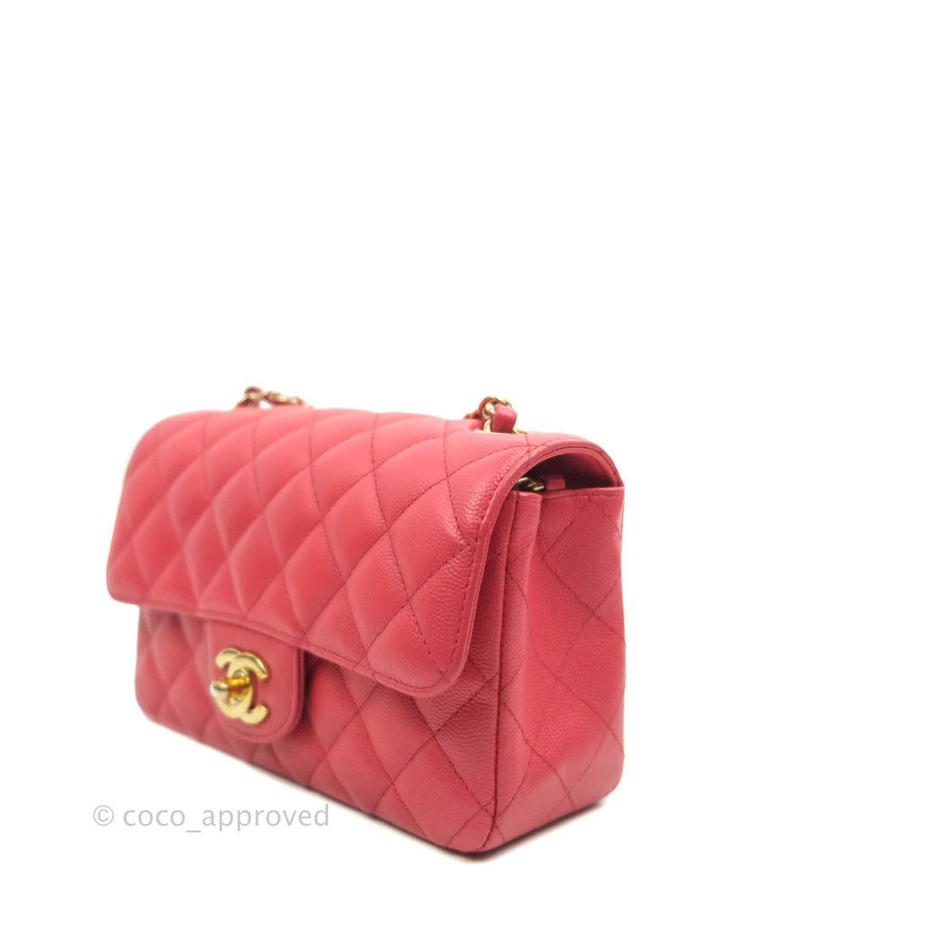 Chanel Quilted Mini Rectangular Flap Pink Caviar Gold Hardware