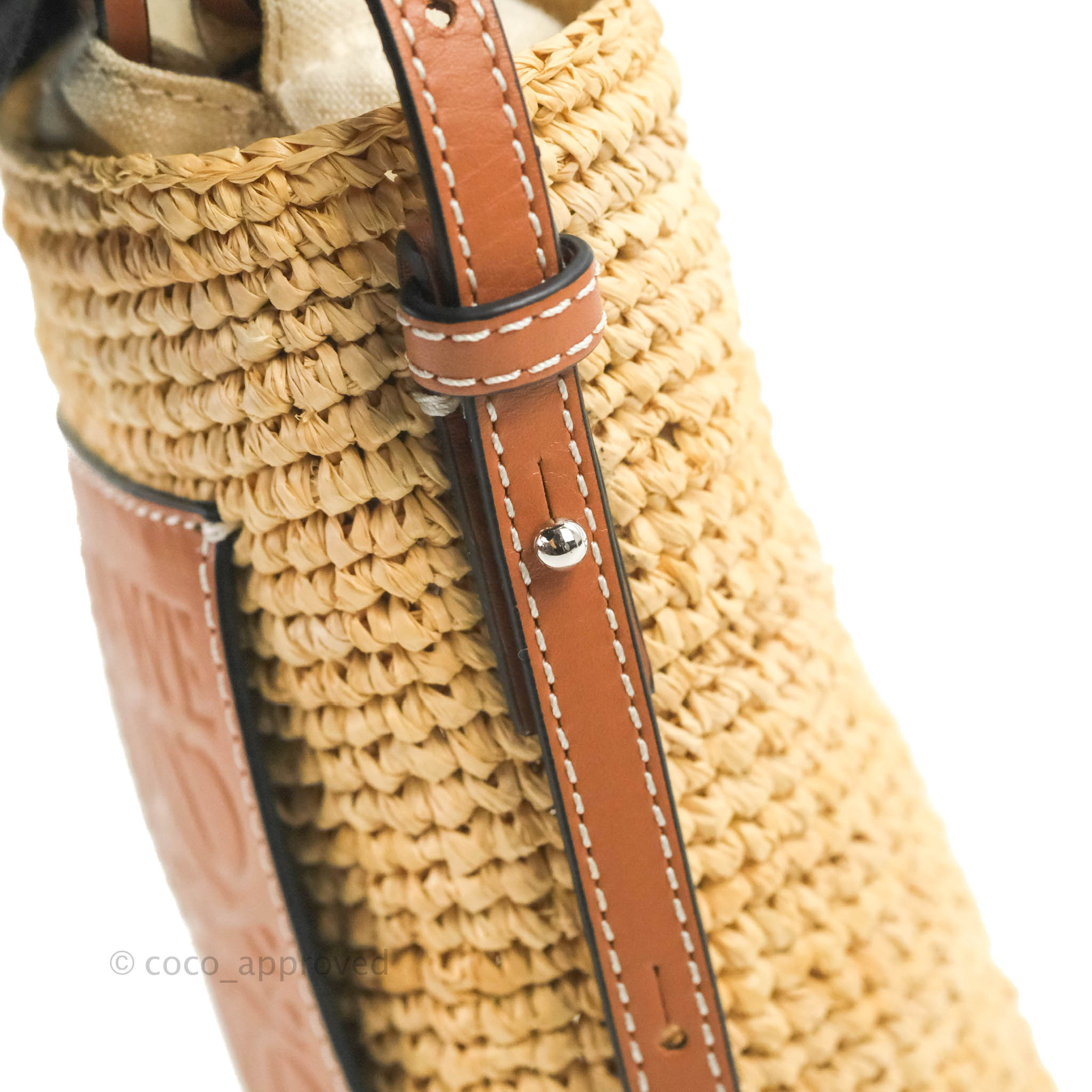 Loewe Cylinder Pocket Mini Raffia Shoulder Bag in Natural